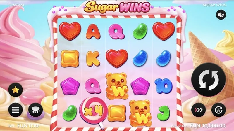Sugar Wins - skrin permainan dengan gelendong 5x4